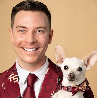 Riley Krotz with his beloved dog, Grandpa